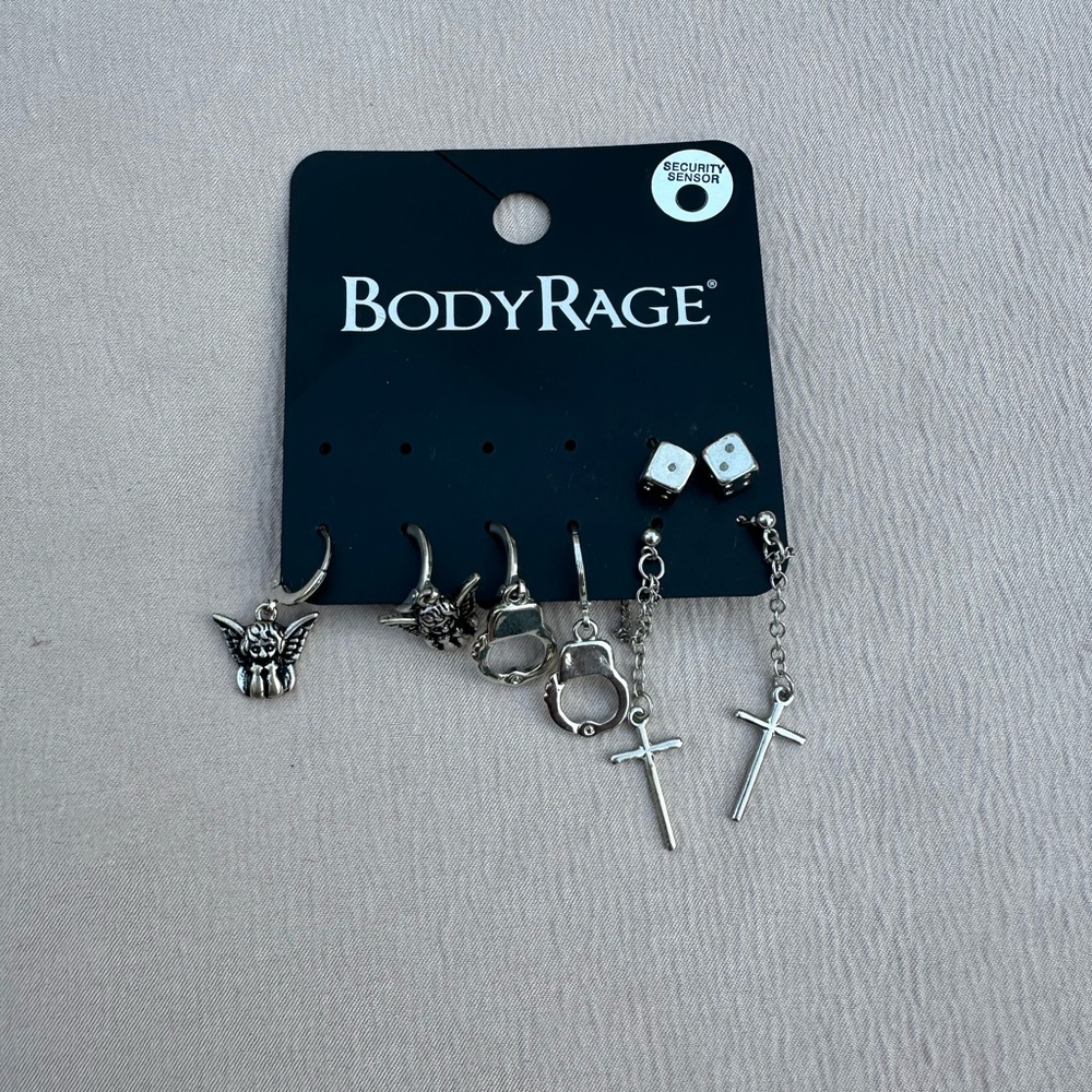 Body Rage Silver Earring Set